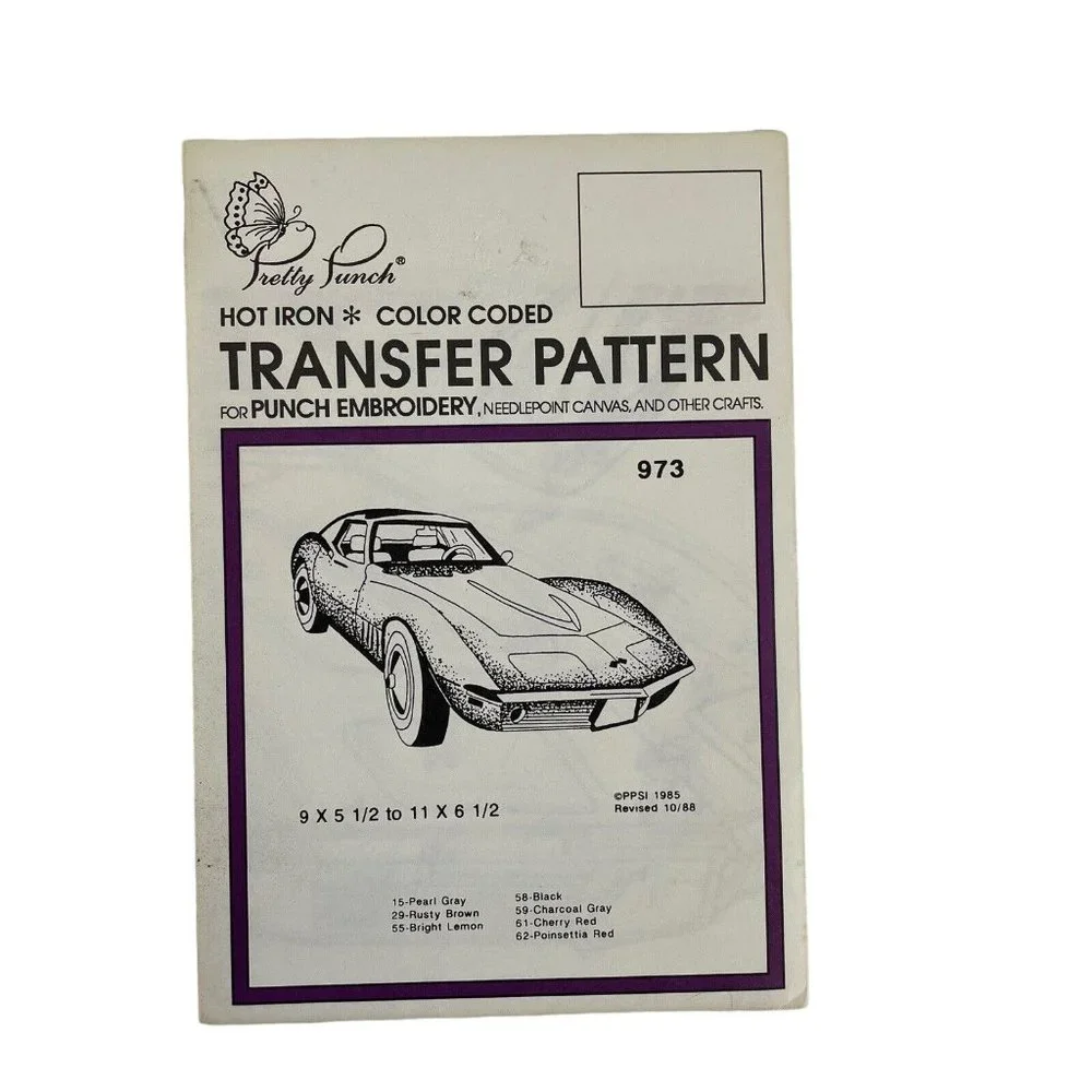 Pretty Punch Hot Iron Transfer Pattern For Punch Embroidery Cars 57 Chevy T-Bird